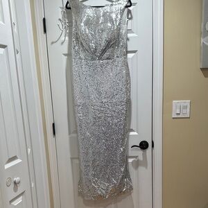 Elegant Silver Sequin Dress